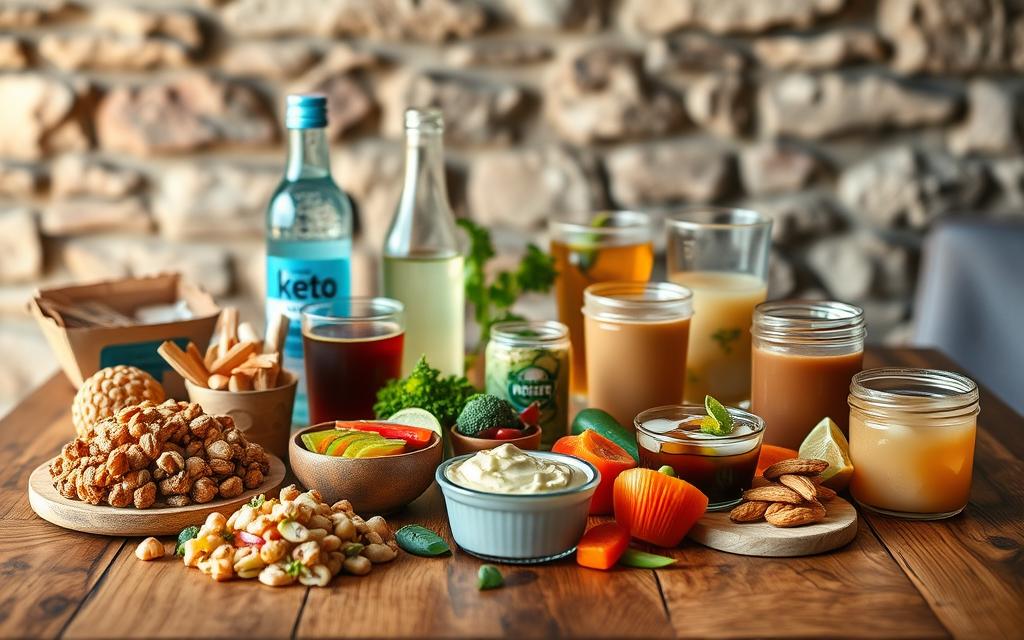 keto snacks and beverages