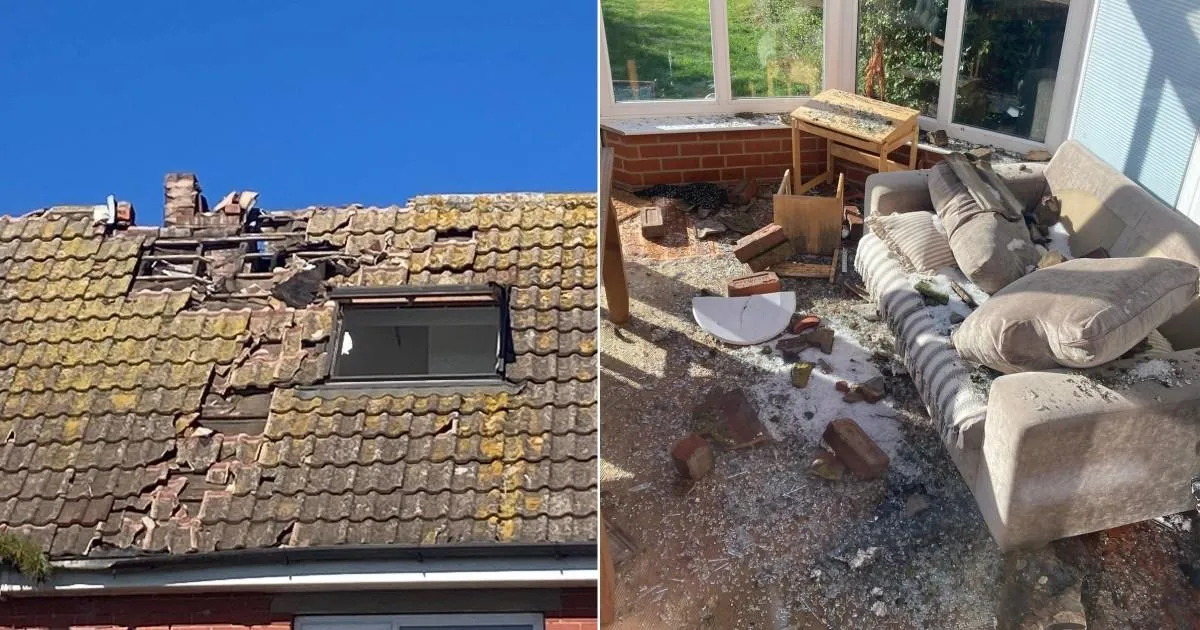 Inside the family home struck by lightning leaving 10 foot hole and £20,000 worth of damage