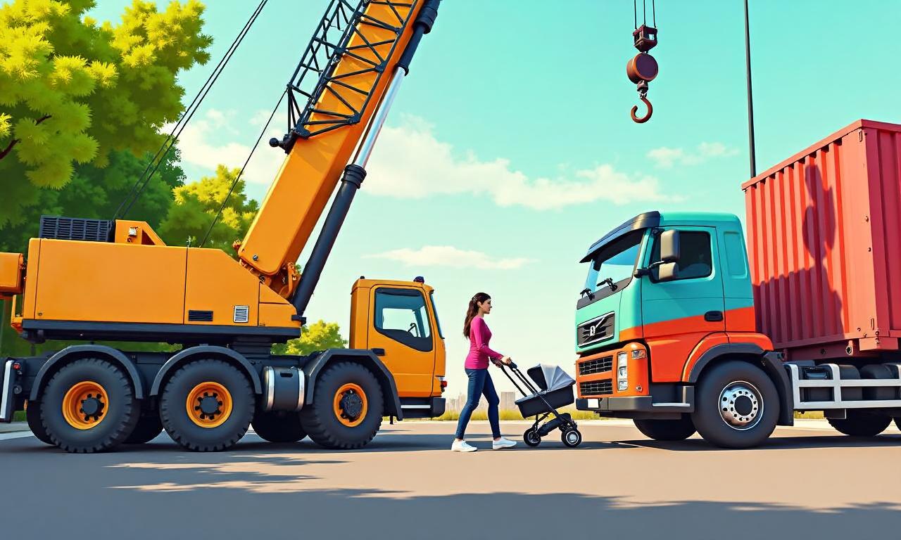 Driver jailed after his crane hit mum pushing pram
