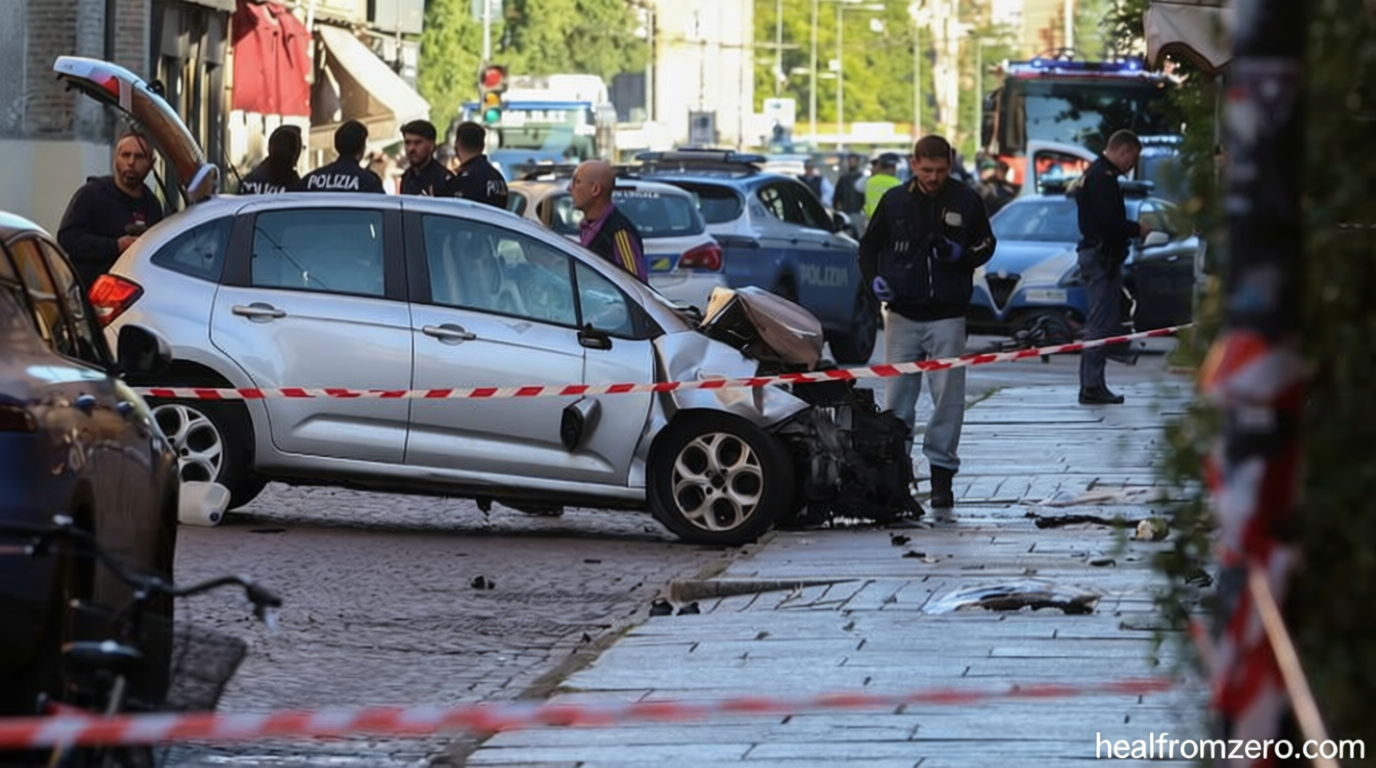 Four bystanders tackle knife-wielding driver after car plows into crowd in Italy
