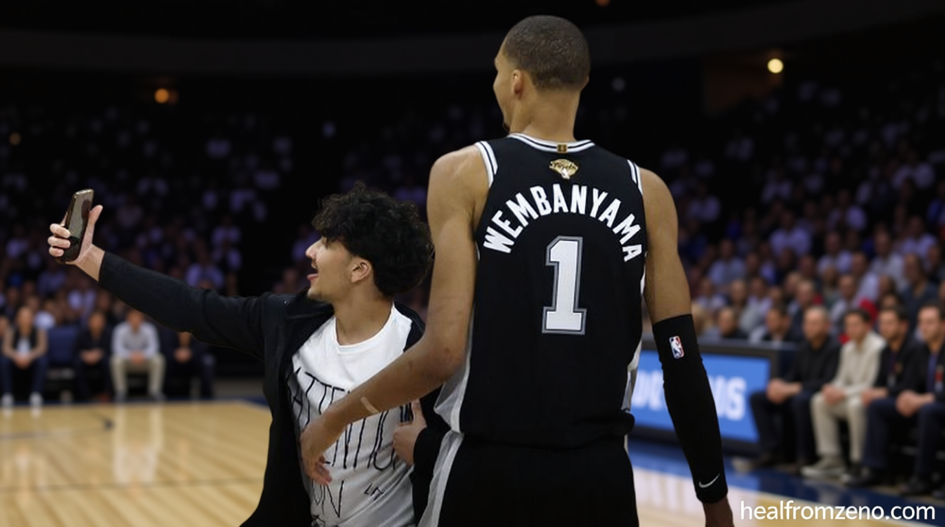 Fan runs onto court to take selfie with ‘surprised’ Victor Wembanyama during NBA Finals Game 1