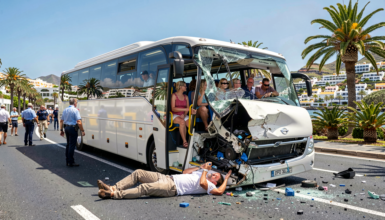 One dead after bus carrying British tourists crashes in Canary Islands, officials say