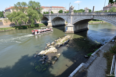 Low water in Rome’s drought-hit Tiber river exposes ancient ruins of Nero’s Bridge