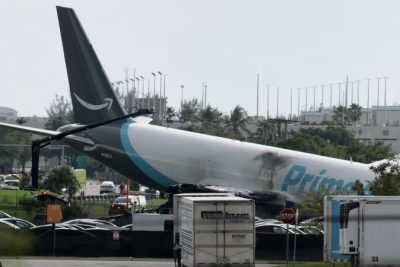 5 dead after Amazon cargo aircraft overruns runway in Miami, striking multiple vehicles